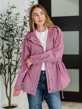 ODDY Dusty Mauve Utility Jacket with Drawstring Waist